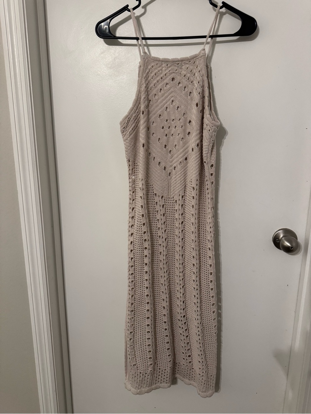 Olive & Oak Cream Crochet Halter Midi Dress - Picture 6 of 7